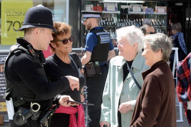 Arun and Chichester prevention team acting inspector Danny West speaking to the public in Bognor Regis town centre last month. Photo: Kate Shemilt