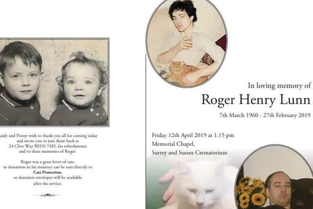 Order of service from Roger's funeral