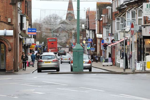 Naser Bajwa had been parked outside bars in Church Road, Burgess Hill (pictured)