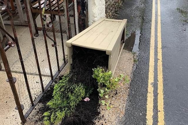 Stuart claimed that his plant holders have been 'smashed to bits' by traffic travelling both ways down a one-way side street outside the pub