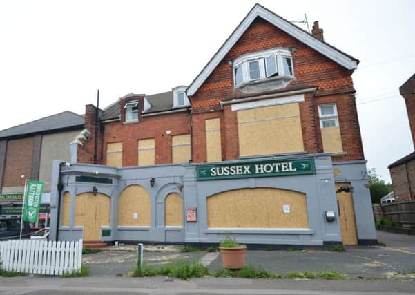 The Sussex Hotel, in London Road, has been boarded up