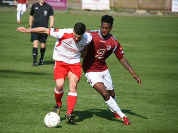 Nathan Ferguson in action for Hastings United in 2014. Picture by Terry S Blackman
