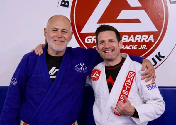 Mauricio Gomes (left) and Paul Bridges at Gracie Barra Hastings. Picture courtesy John Rose