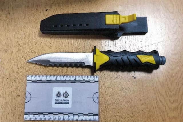 The knife that was seized from the defendant. Picture: Sussex Police