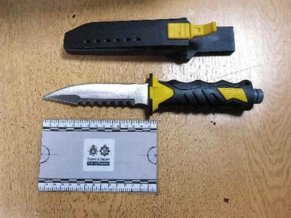 The knife that was seized from the defendant. Picture: Sussex Police