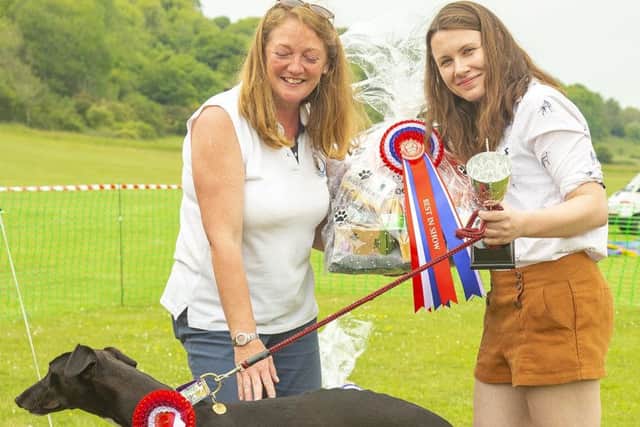 Overall winner Dino with owner Imogen Wainwright-Jones, right, and Sue Knowles, one of the organisers. Picture: Fred Bell