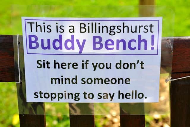 The sign erected on the park bench  SR1917421 SUS-190629-153620001