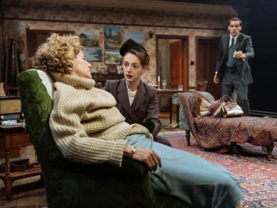 Nancy Carroll (Hester Collyer), Helena Wilson (Ann Welch) and Ralph Davis (Philip Welch) in THE DEEP BLUE SEA at Chichester Festival Theatre
Photo by Manuel Harlan