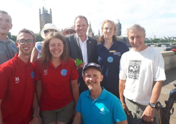 MP Nick Herbert joined campaigners from Sussex-based conservation trusts at the Time Is Now climate change lobby in Westminster. Photo: Michelle Taylor