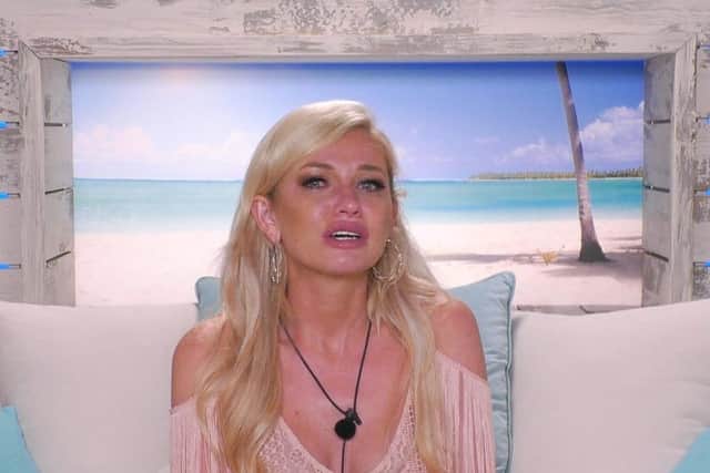 Amy during one of the Beach Hut confessionals. Picture: ITV