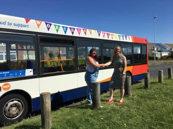 Pride organiser Keira Thomas with Stagecoach operations manager for Worthing Mel Keylock