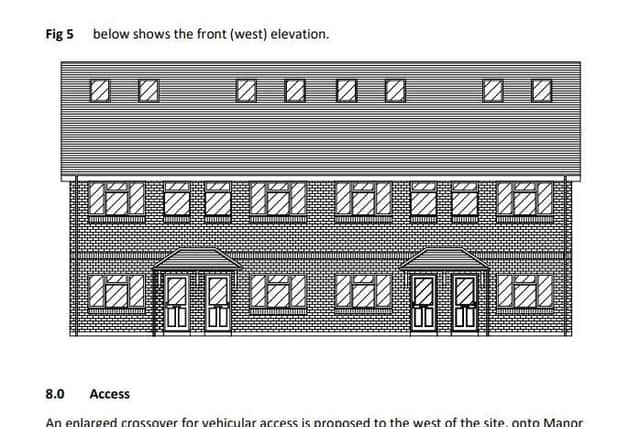 Part of the planning application showing the designs for the four houses.