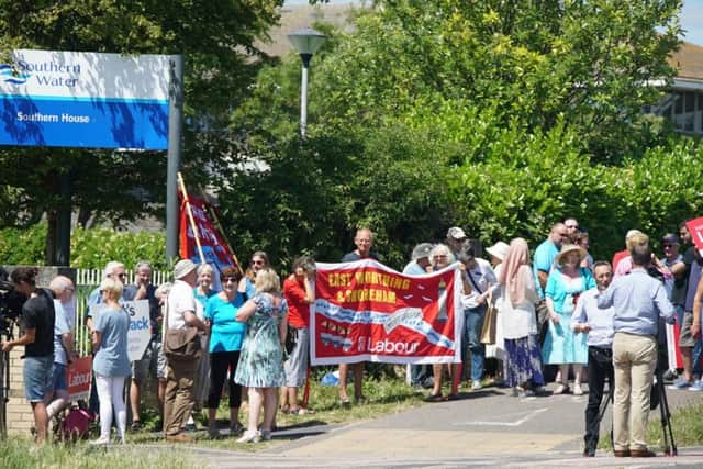 Protesters at the scene
