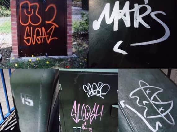 Some of the graffiti that has appeared in Heathfield. Photo: Wealden Police/Twitter
