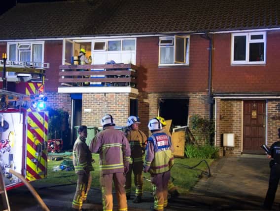 Emergency services at the scene of the fire in Steyning