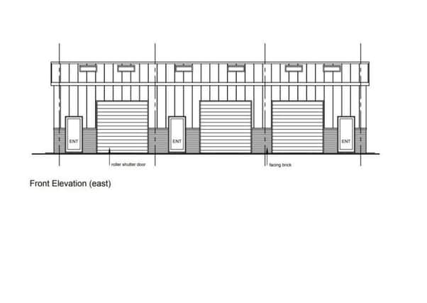 Front elevation of one of the industrial units in Plummers Plain