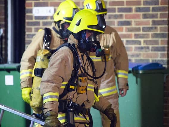 Firefighters at the scene in Steyning
