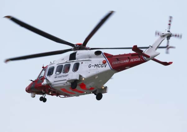 The Coastguard helicopter was called to the scene