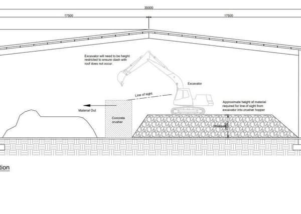 Plans for the new building where the concrete crushing will take place