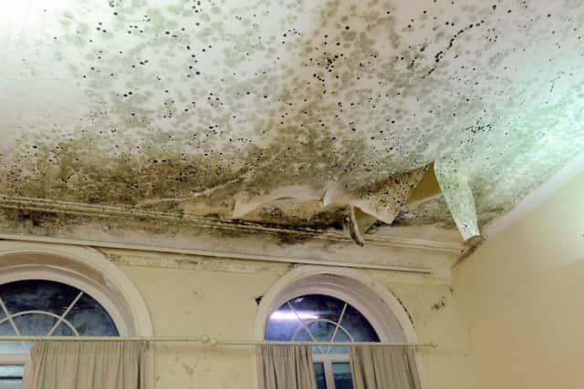 The water damage to the ceiling. Picture: Kate Shemilt