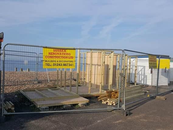 Construction of the new beach huts is underway