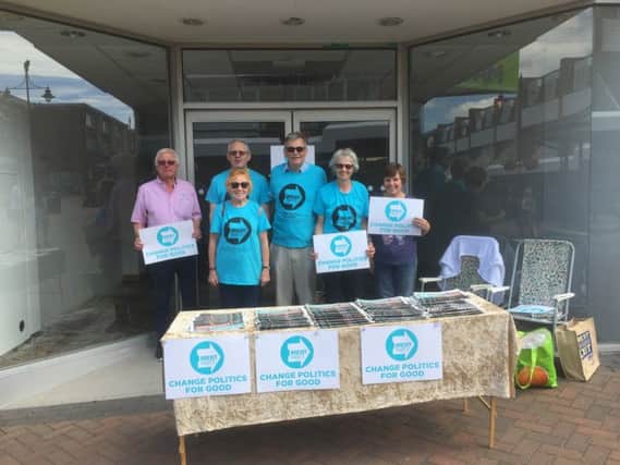 Members of the Mid Sussex Brexit Party From left to right :  Gerry Carter, Graham Pottinger, Janet Finch, Tim Cooper,  Helen Smith & Jenny Carter.