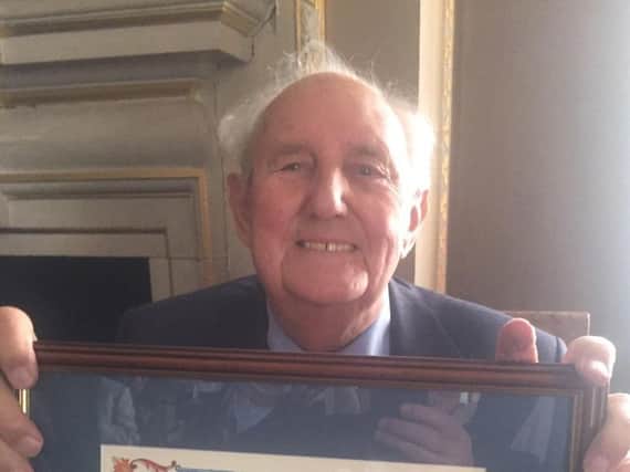 Tony French MBE pictured at the Council House in North Street following the presentation of the Freedom Scroll.