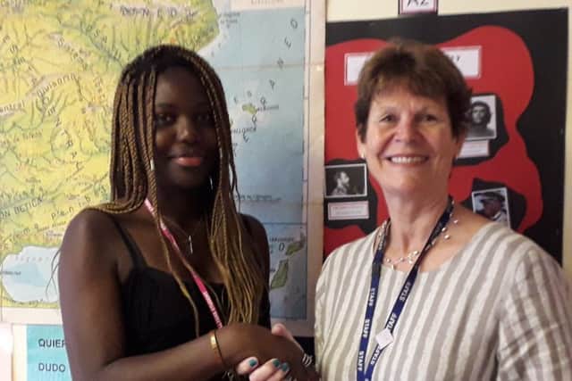 Salome Tirado-Okeze with Collyers principal, Sally Bromley SUS-190723-145638001