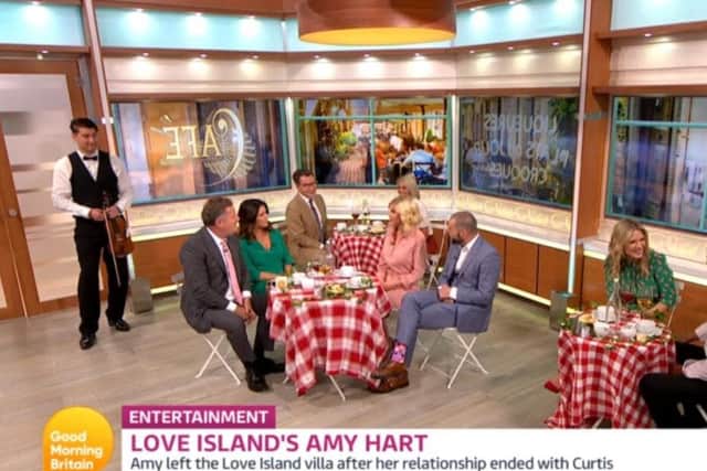 Piers Morgan and Amy Hart go on a date on Good Morning Britain. Picture: ITV