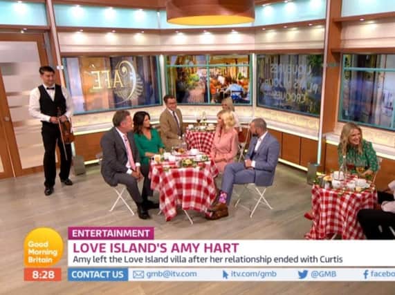 Piers Morgan and Amy Hart go on a date on Good Morning Britain. Picture: ITV