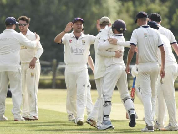 Hastings celebrate a wicket in their last game. Picture courtesy of Liz Pearce.