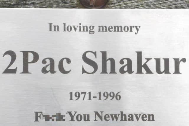 The Tupac memorial plaque