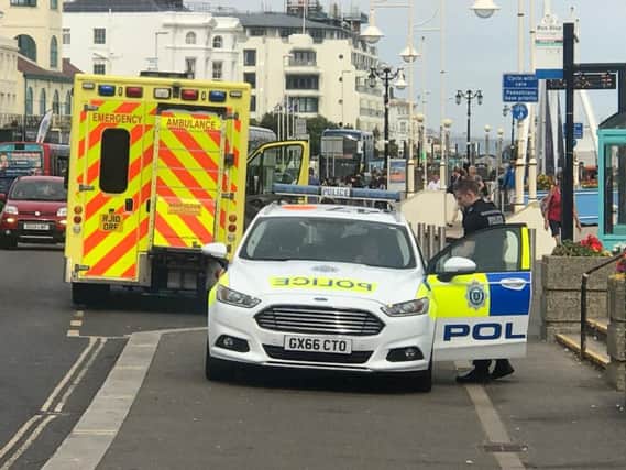 Emergency services at Worthing seafront this afternoon