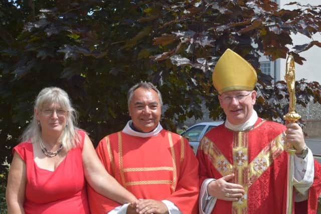 John and Sue Body, celebrating their 40th wedding anniversary, with Bishop Richard Moth