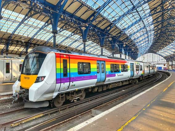 Pride Thameslink train at Brighton. Picture: Matthew Wilmhurst, GTR