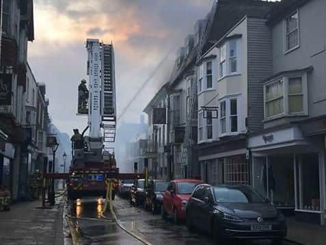 Fire crews at The George in Rye hotel this morning. Picture: Megan Wright