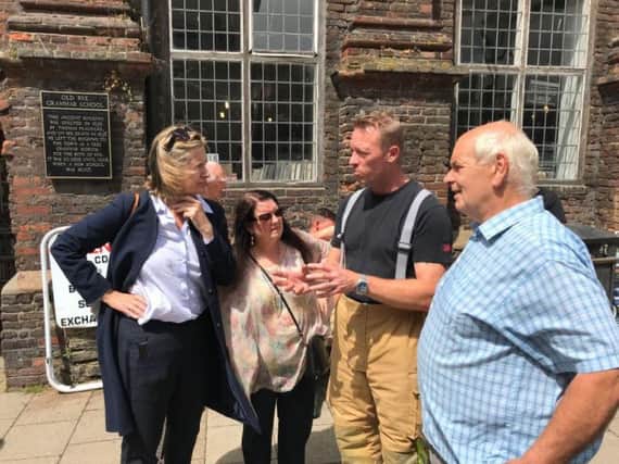 Amber Rudd in Rye following the devastating blaze at The George in Rye hotel. Picture: Twitter
