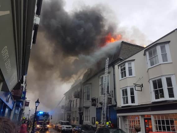 The George in Rye on fire yesterday (July 20). Picture: Elaine Thomas