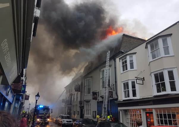 The George in Rye hotel on fire on Saturday (July 20). Picture: Elaine Thomas