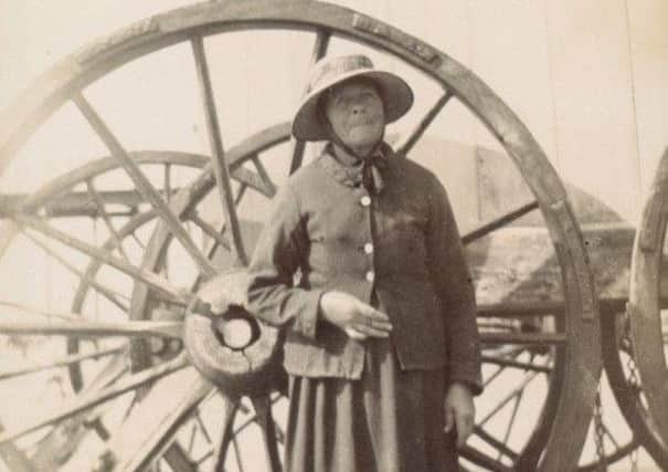 Mary Wheatland stood beside a wheel of her bathing machines ENGSUS00120130620134946