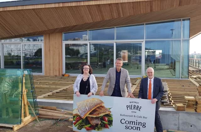 Christina Ewbank, Robert Beacham, and David Tutt at the site of the new Bistrot Pierre restaurant on Eastbourne's seafront