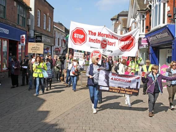 An earlier protest against plans  to build an incinerator in Horsham. Photo by Derek Martin Photography. SUS-180414-201642008