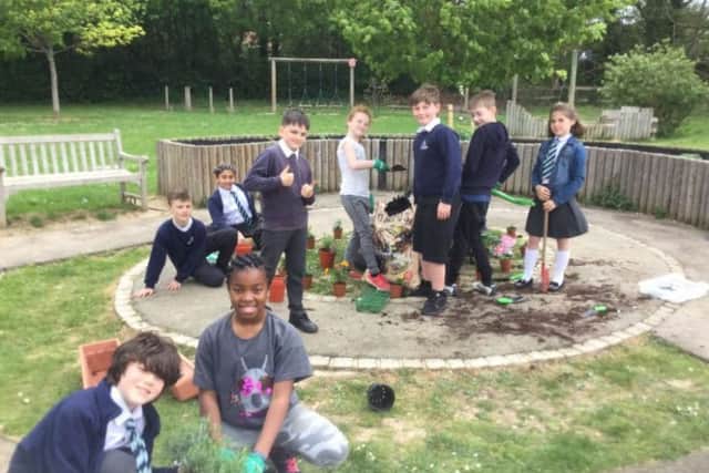 Pupils planting for Horsham in Bloom