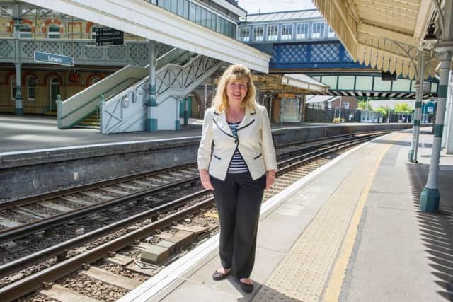 MP for Lewes Maria Caulfield at Lewes railway station