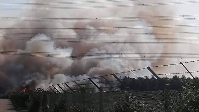 Fire on Lydd Ranges. Photo by Sueann Barnsey. SUS-190723-191631001