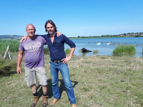 Alex Richards and Mike Fairclough at West Langney Marsh near West Rise School