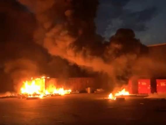 The fire broke out in Diplocks Way, Hailsham. Still from video by Josh Meaton