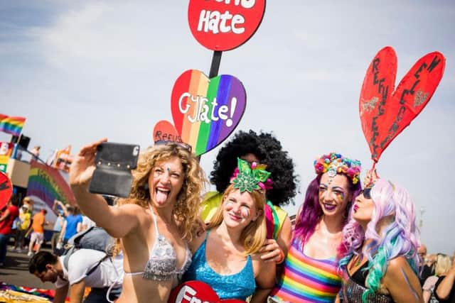 Parade goers during Brighton Pride 2018 (Photo by Tristan Fewings/Getty Images)