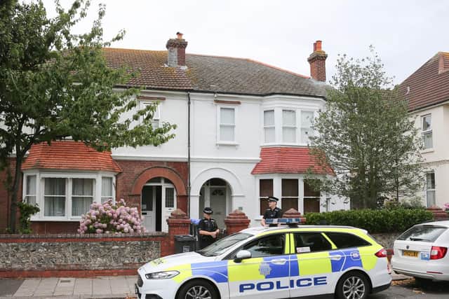 Police at the scene of the incident in Heene Road, Worthing. Picture: Eddie Mitchell