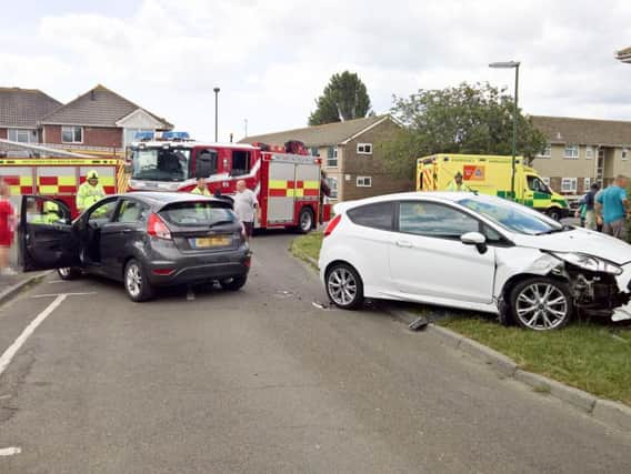 Two vehicles collided in Sompting